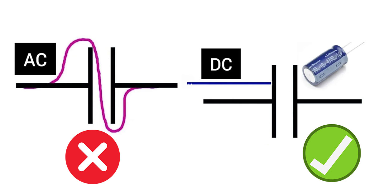 Tại sao tụ điện ngăn dòng điện DC và cho dòng AC đi qua?